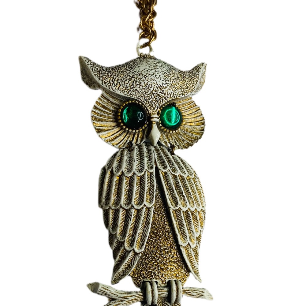 Retro‎ Statement Necklace Hinged Owl  6” Enameled NH